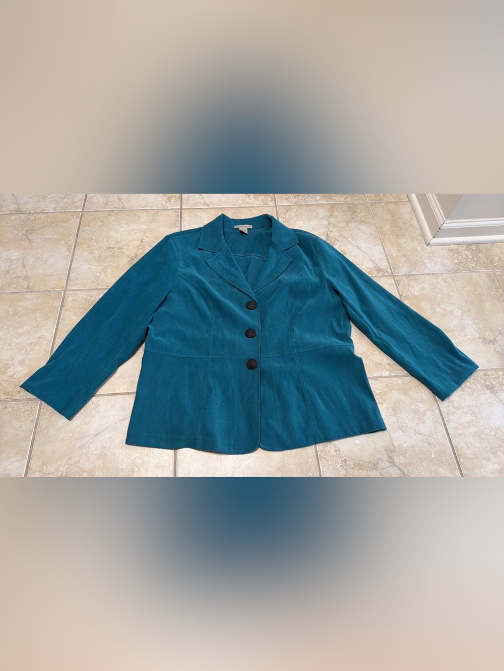 Notations blue   Suede Like Blazer Jacket Women's Size XL three Button Front